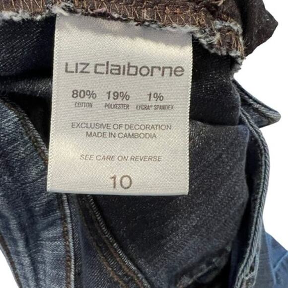 Liz Claiborne Size 10 City Fit Straight Jeans Blue Denim Mid Rise Stretch - Picture 6 of 15